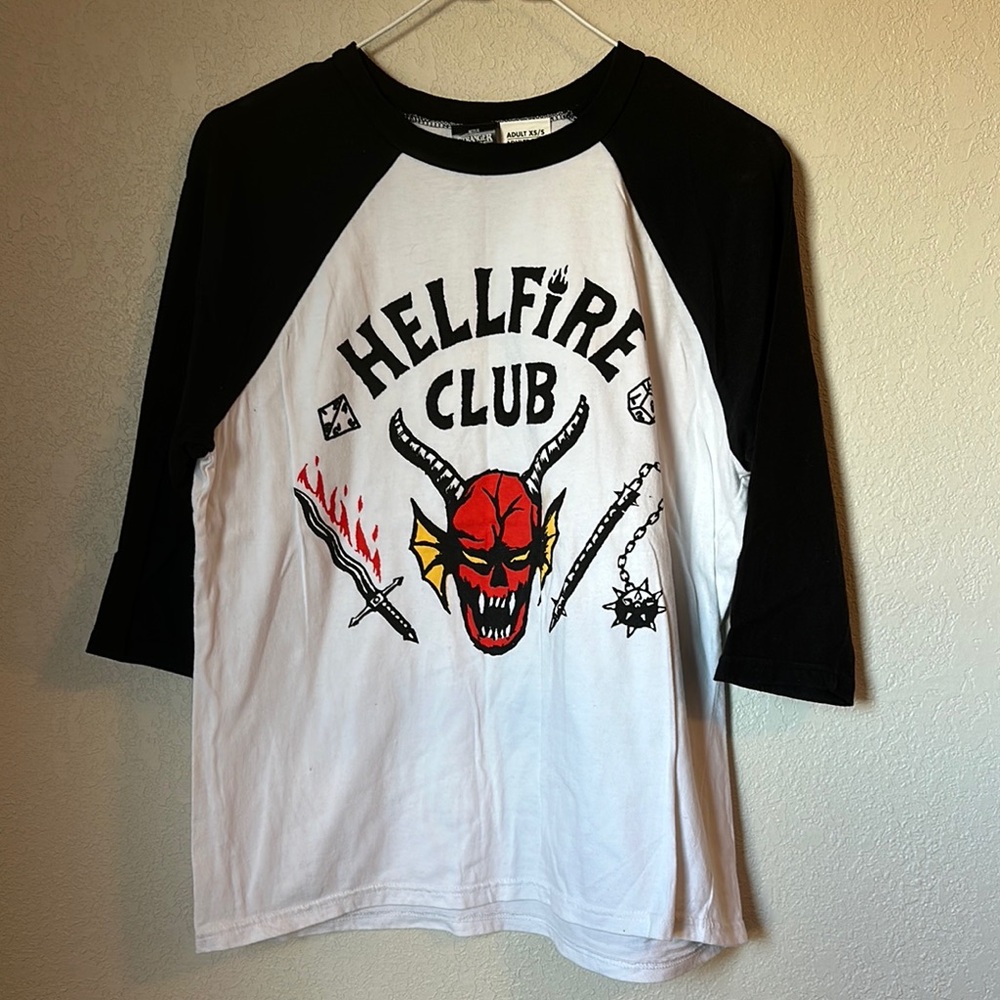 Hellfire Club Kids Raglan Shirt - Black and White